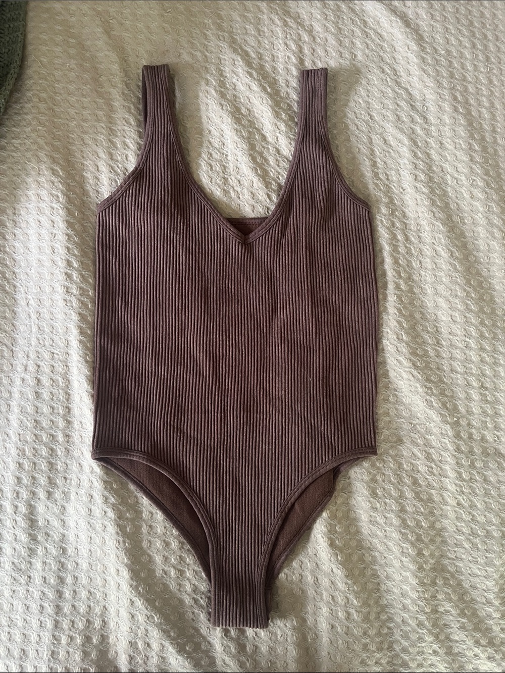 Set of 3 Ribbed Tank Bodysuit Tank in Brown, Taupe & White - Womens - Picture 6 of 8